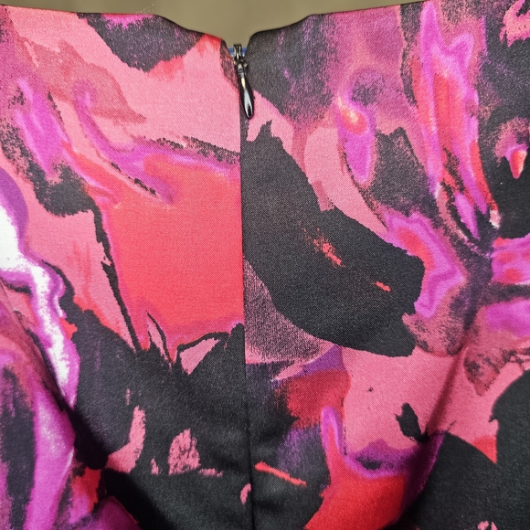 Kasper Pink and Black Floral Midi Dress Women's 14 - Picture 4 of 6